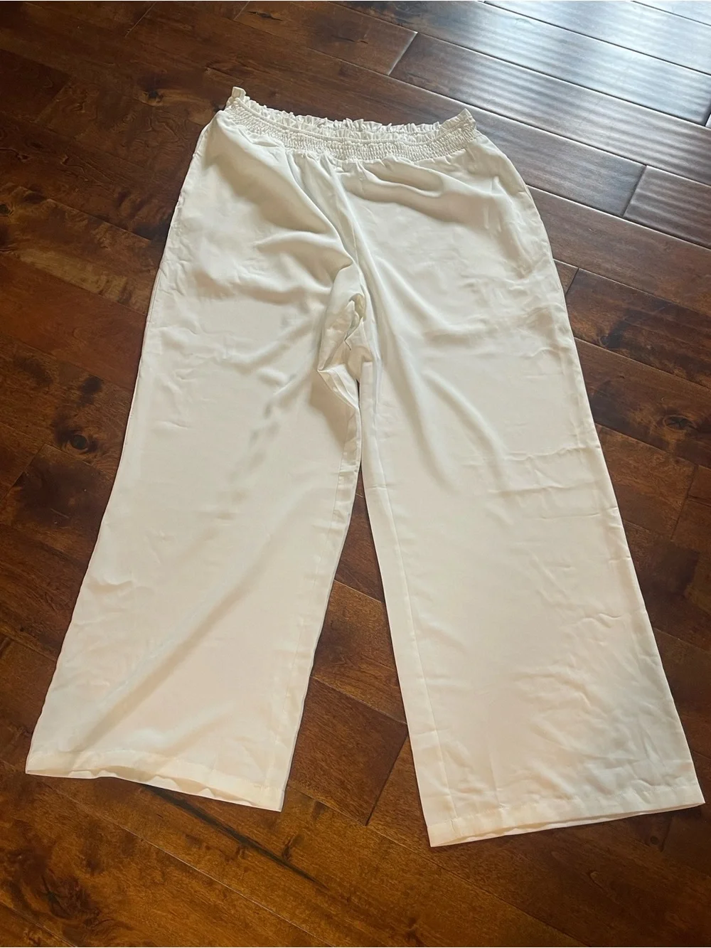 White Wide Leg Elastic Waist Pants Size 2XL      XXL